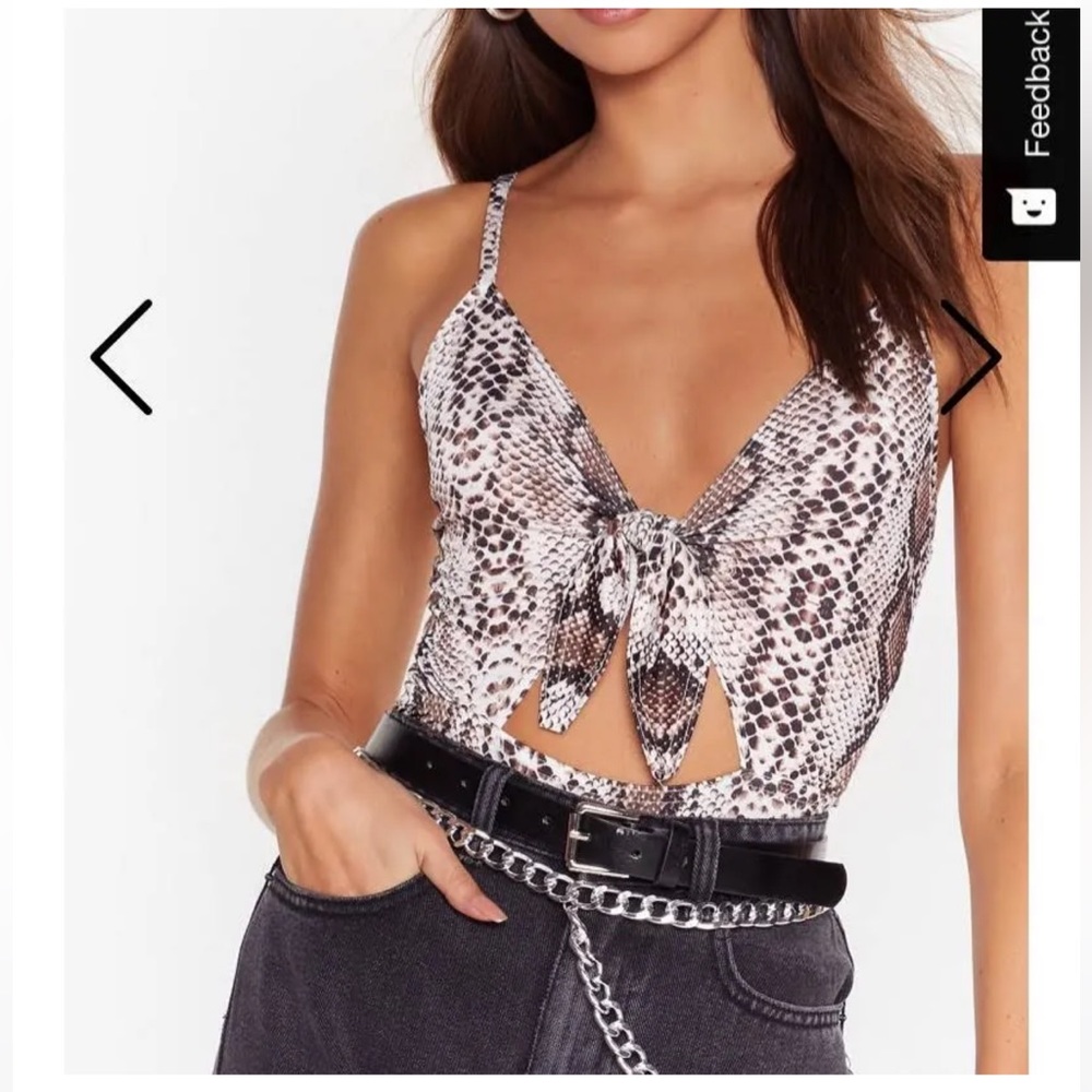 Nasty Gal Snake Print Tie Bodysuit - Picture 6 of 8